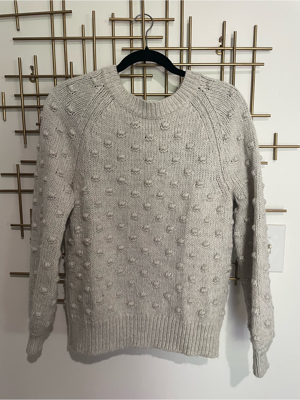 GAP Cream-Gray Textured Women’s Chunky Dot Knit Sweater